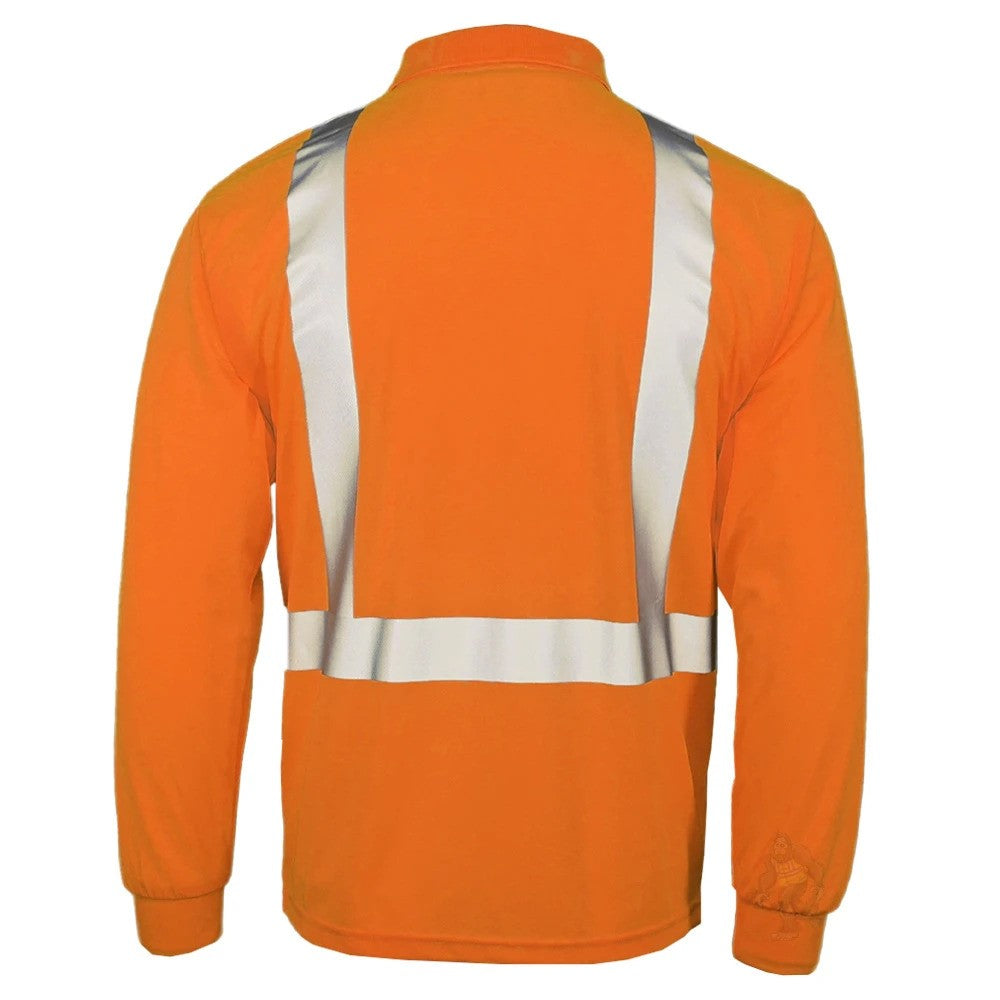 ANSI Class 2 Hi-Vis Long Sleeve Safety Polo Shirt with Moisture Wicking Mesh & Reflective Tape