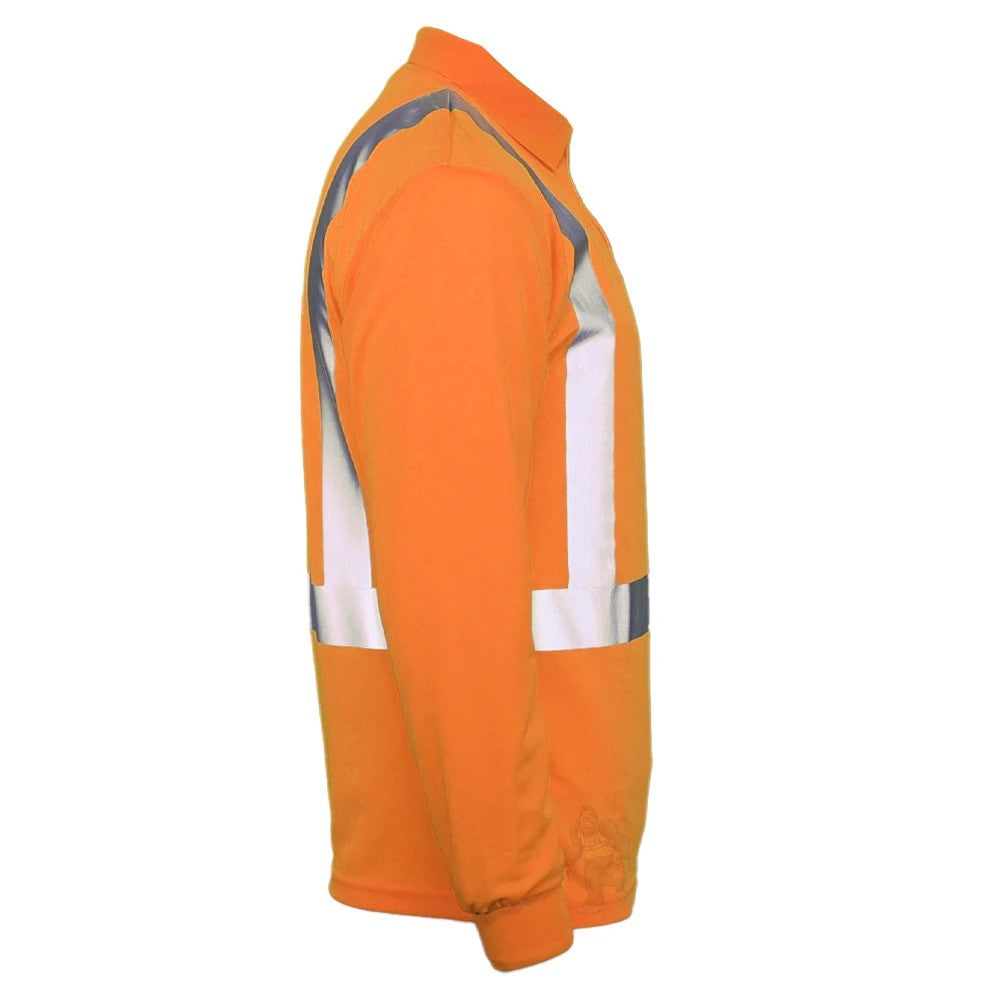 ANSI Class 2 Hi-Vis Long Sleeve Safety Polo Shirt with Moisture Wicking Mesh & Reflective Tape