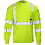ANSI Class 3 Hi-Vis UV Protection Long Sleeve Safety Shirt with Segmented Reflective Tape & Moisture Wicking Mesh