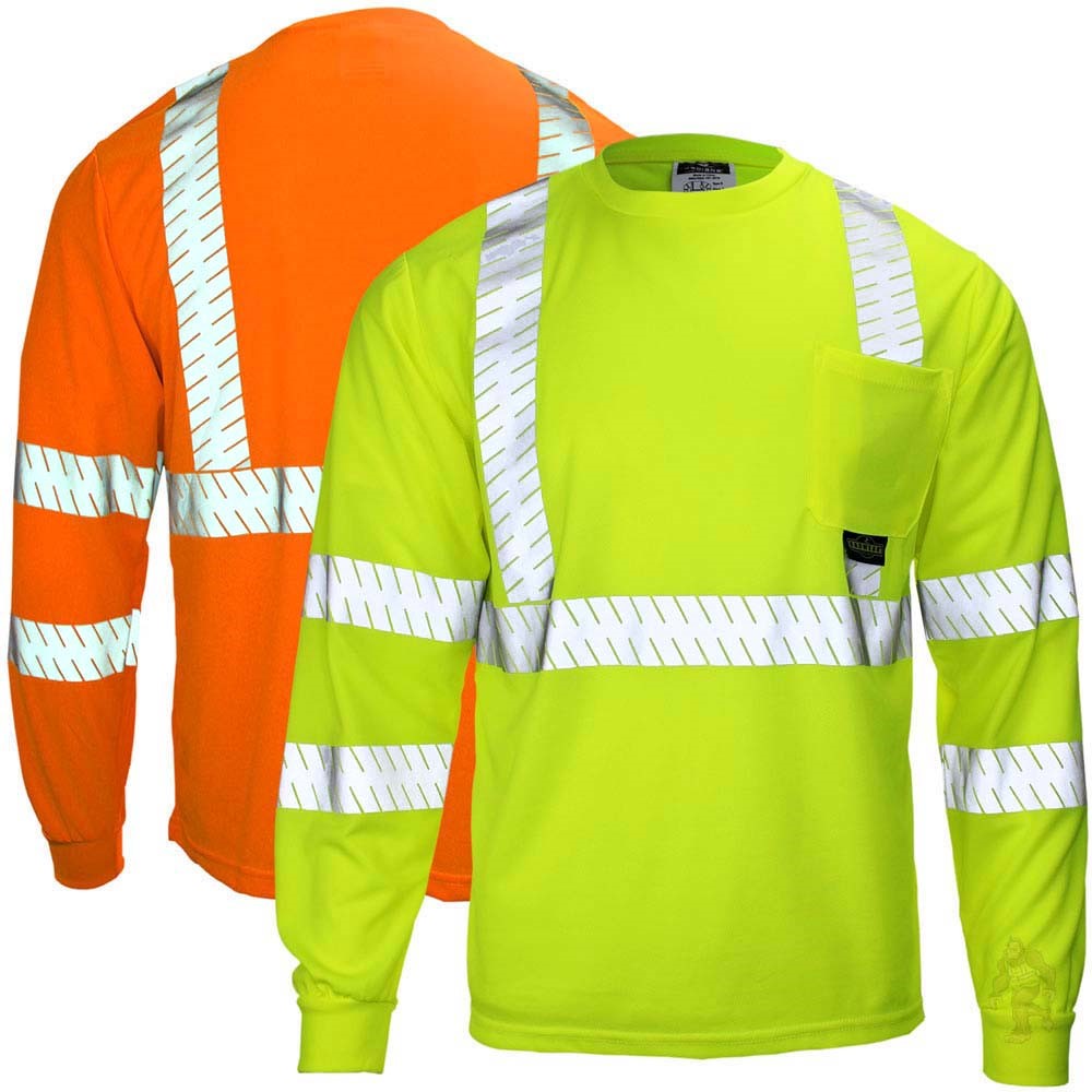 ANSI Class 3 Hi-Vis UV Protection Long Sleeve Safety Shirt with Segmented Reflective Tape & Moisture Wicking Mesh