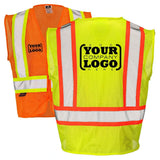 Class 2 Hi-Vis Economy Mesh Safety Vest with Zipper Closure, Reflective Tape & Contrast Trim, ANSI Type R Compliant, Orange/Lime, S-5XL