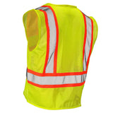 Class 2 Hi-Vis Economy Mesh Safety Vest with Zipper Closure, Reflective Tape & Contrast Trim, ANSI Type R Compliant, Orange/Lime, S-5XL