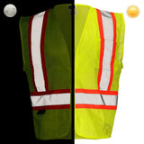 Class 2 Hi-Vis Economy Mesh Safety Vest with Zipper Closure, Reflective Tape & Contrast Trim, ANSI Type R Compliant, Orange/Lime, S-5XL