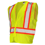 Class 2 Hi-Vis Economy Mesh Safety Vest with Zipper Closure, Reflective Tape & Contrast Trim, ANSI Type R Compliant, Orange/Lime, S-5XL