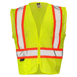 Class 2 Hi-Vis Economy Mesh Safety Vest with Zipper Closure, Reflective Tape & Contrast Trim, ANSI Type R Compliant, Orange/Lime, S-5XL