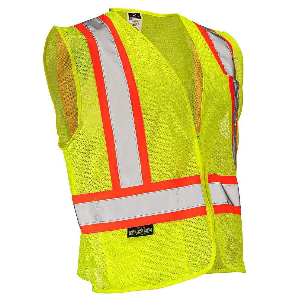 Class 2 Hi-Vis Economy Mesh Safety Vest with Zipper Closure, Reflective Tape & Contrast Trim, ANSI Type R Compliant, Orange/Lime, S-5XL