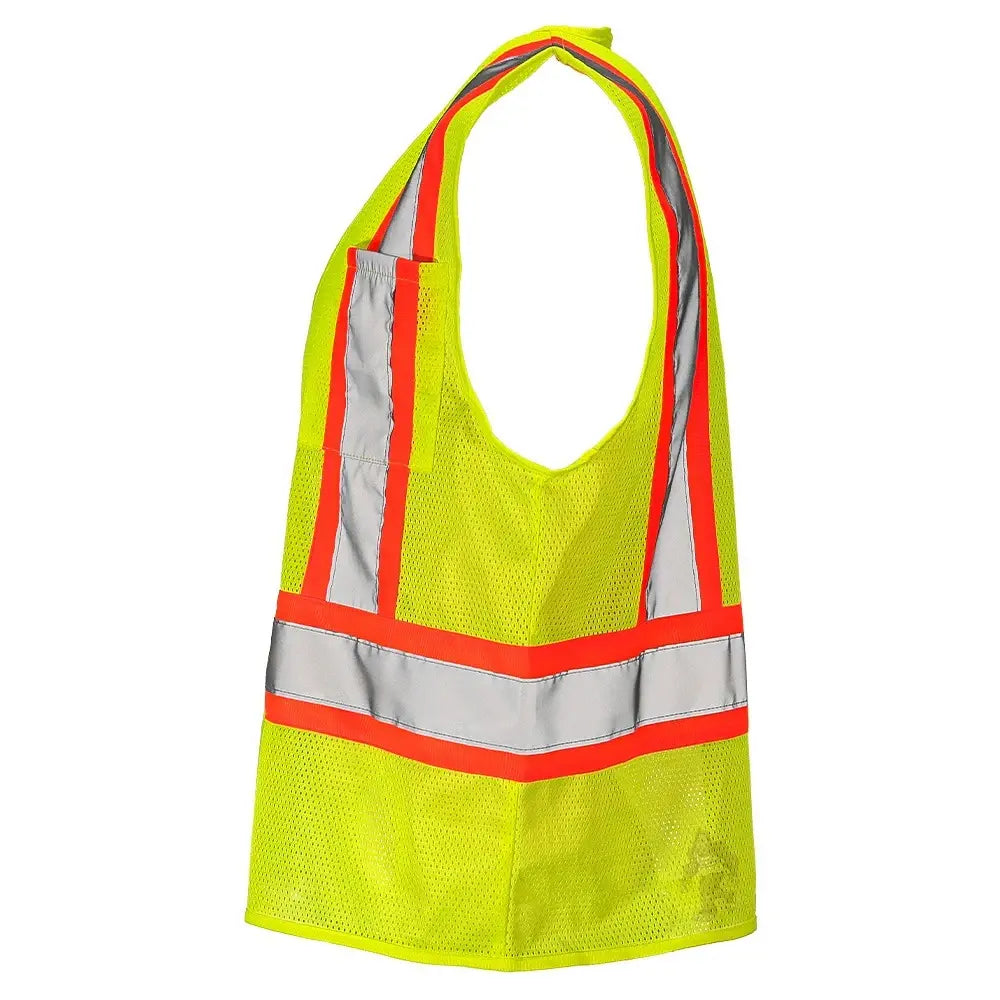 Class 2 Hi-Vis Economy Mesh Safety Vest with Zipper Closure, Reflective Tape & Contrast Trim, ANSI Type R Compliant, Orange/Lime, S-5XL