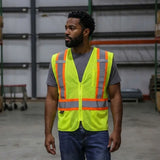 Class 2 Hi-Vis Economy Mesh Safety Vest with Zipper Closure, Reflective Tape & Contrast Trim, ANSI Type R Compliant, Orange/Lime, S-5XL