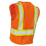 Class 2 Hi-Vis Economy Mesh Safety Vest with Zipper Closure, Reflective Tape & Contrast Trim, ANSI Type R Compliant, Orange/Lime, S-5XL