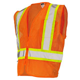 Class 2 Hi-Vis Economy Mesh Safety Vest with Zipper Closure, Reflective Tape & Contrast Trim, ANSI Type R Compliant, Orange/Lime, S-5XL