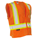 Class 2 Hi-Vis Economy Mesh Safety Vest with Zipper Closure, Reflective Tape & Contrast Trim, ANSI Type R Compliant, Orange/Lime, S-5XL