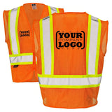 Class 2 Hi-Vis Economy Mesh Safety Vest with Zipper Closure, Reflective Tape & Contrast Trim, ANSI Type R Compliant, Orange/Lime, S-5XL