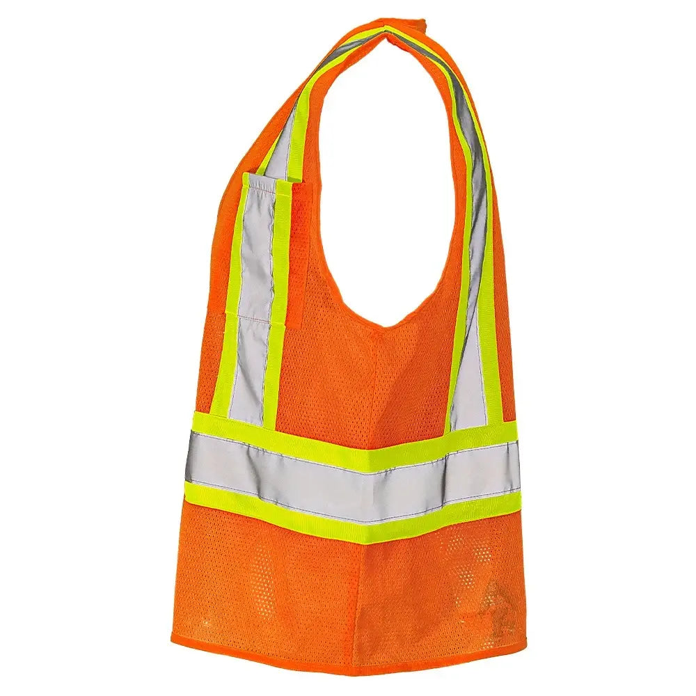 Class 2 Hi-Vis Economy Mesh Safety Vest with Zipper Closure, Reflective Tape & Contrast Trim, ANSI Type R Compliant, Orange/Lime, S-5XL