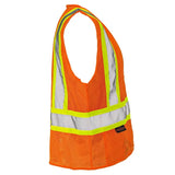 Class 2 Hi-Vis Economy Mesh Safety Vest with Zipper Closure, Reflective Tape & Contrast Trim, ANSI Type R Compliant, Orange/Lime, S-5XL