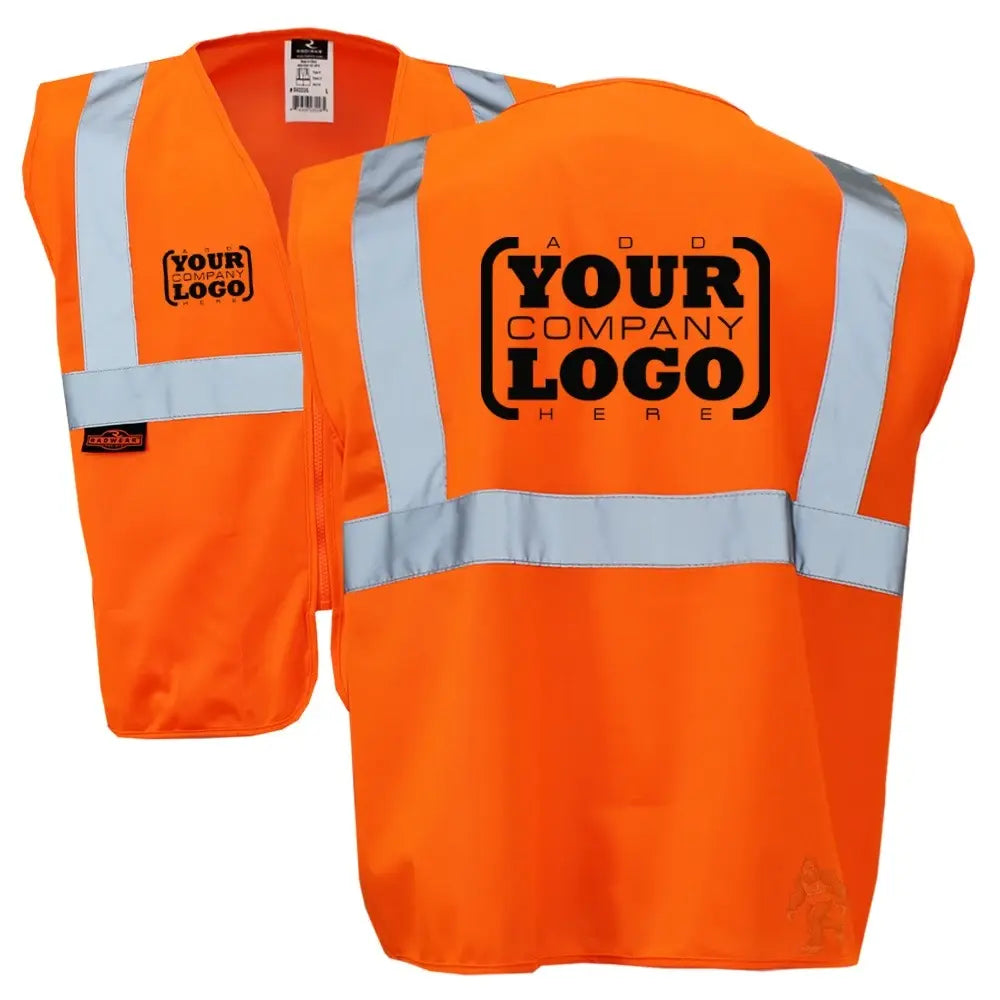 ANSI Class 2 Hi Vis Mesh Safety Vest with Zipper Closure, Reflective Stripes & Pockets, Type R Economy Work Vest, Lime/Orange, SM-5X