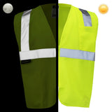 ANSI Class 2 Hi Vis Mesh Safety Vest with Zipper Closure, Reflective Stripes & Pockets, Type R Economy Work Vest, Lime/Orange, SM-5X