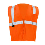 ANSI Class 2 Hi Vis Mesh Safety Vest with Zipper Closure, Reflective Stripes & Pockets, Type R Economy Work Vest, Lime/Orange, SM-5X
