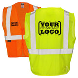 ANSI Class 2 Hi Vis Mesh Safety Vest with Zipper Closure, Reflective Stripes & Pockets, Type R Economy Work Vest, Lime/Orange, SM-5X