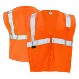 ANSI Class 2 Hi Vis Mesh Safety Vest with Zipper Closure, Reflective Stripes & Pockets, Type R Economy Work Vest, Lime/Orange, SM-5X