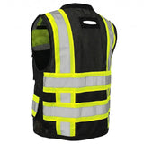 ANSI Class 1 Heavy Duty Surveyor Safety Vest with Zipper, Reflective Tape & Multi-Pocket Storage – Black