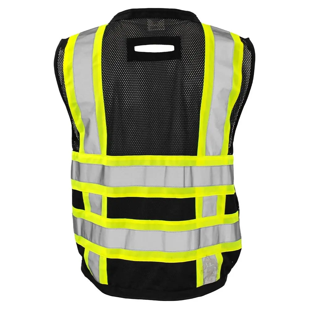 ANSI Class 1 Heavy Duty Surveyor Safety Vest with Zipper, Reflective Tape & Multi-Pocket Storage – Black