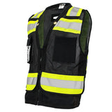 ANSI Class 1 Heavy Duty Surveyor Safety Vest with Zipper, Reflective Tape & Multi-Pocket Storage – Black