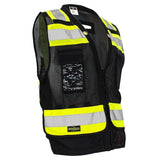 ANSI Class 1 Heavy Duty Surveyor Safety Vest with Zipper, Reflective Tape & Multi-Pocket Storage – Black