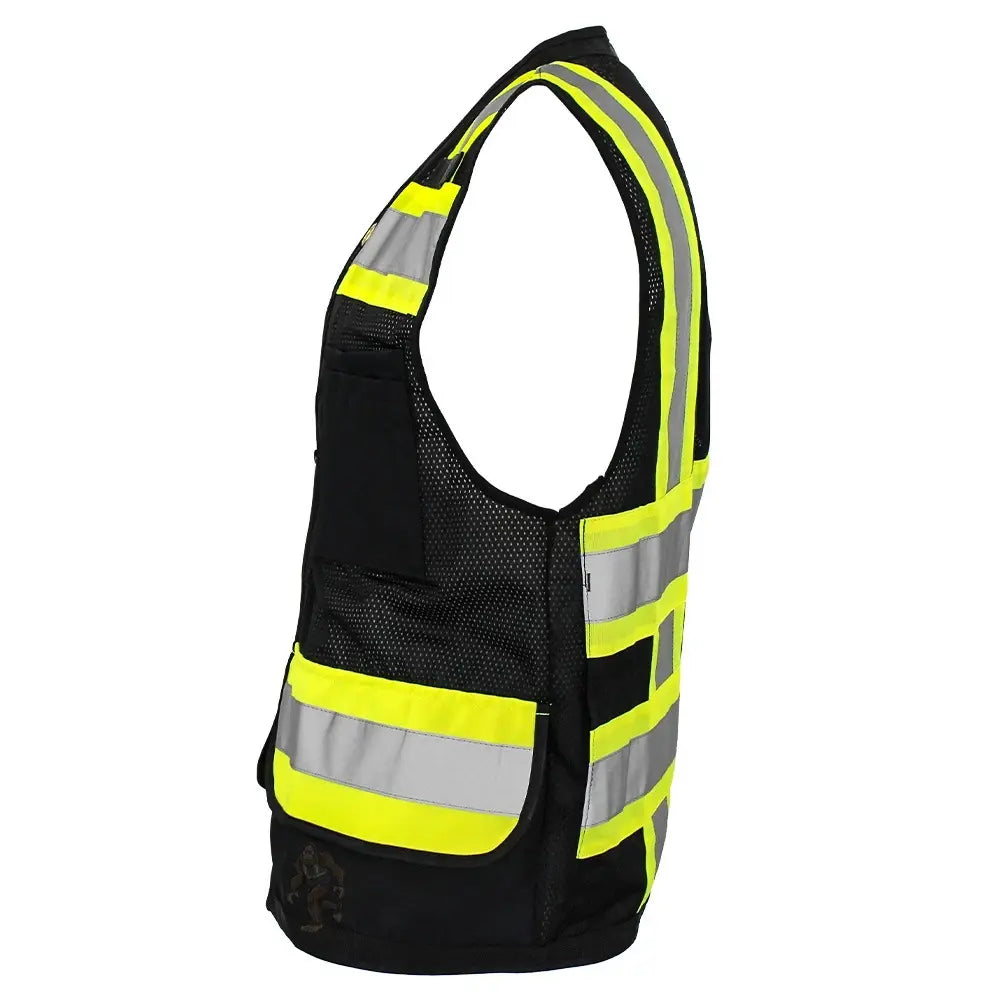 ANSI Class 1 Heavy Duty Surveyor Safety Vest with Zipper, Reflective Tape & Multi-Pocket Storage – Black