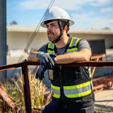 ANSI Class 1 Heavy Duty Surveyor Safety Vest with Zipper, Reflective Tape & Multi-Pocket Storage – Black