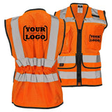 Women’s ANSI Class 2 Heavy Duty Surveyor Safety Vest with Zipper Closure & Reflective Stripes – Hi Vis Utility Work Vest for Construction, Traffic Control & Surveying