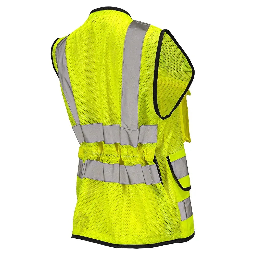 Women’s ANSI Class 2 Heavy Duty Surveyor Safety Vest with Zipper Closure & Reflective Stripes – Hi Vis Utility Work Vest for Construction, Traffic Control & Surveying