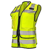 Women’s ANSI Class 2 Heavy Duty Surveyor Safety Vest with Zipper Closure & Reflective Stripes – Hi Vis Utility Work Vest for Construction, Traffic Control & Surveying