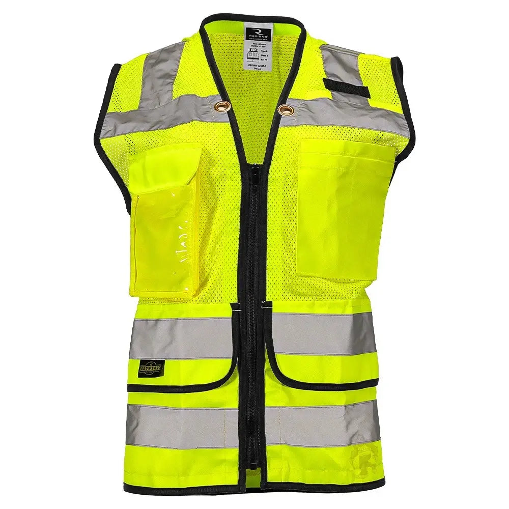 Women’s ANSI Class 2 Heavy Duty Surveyor Safety Vest with Zipper Closure & Reflective Stripes – Hi Vis Utility Work Vest for Construction, Traffic Control & Surveying