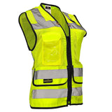 Women’s ANSI Class 2 Heavy Duty Surveyor Safety Vest with Zipper Closure & Reflective Stripes – Hi Vis Utility Work Vest for Construction, Traffic Control & Surveying