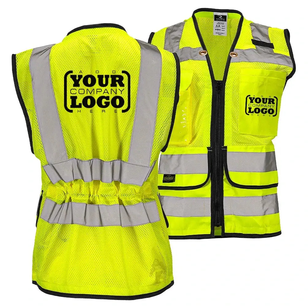 Women’s ANSI Class 2 Heavy Duty Surveyor Safety Vest with Zipper Closure & Reflective Stripes – Hi Vis Utility Work Vest for Construction, Traffic Control & Surveying