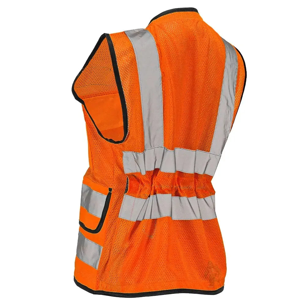 Women’s ANSI Class 2 Heavy Duty Surveyor Safety Vest with Zipper Closure & Reflective Stripes – Hi Vis Utility Work Vest for Construction, Traffic Control & Surveying