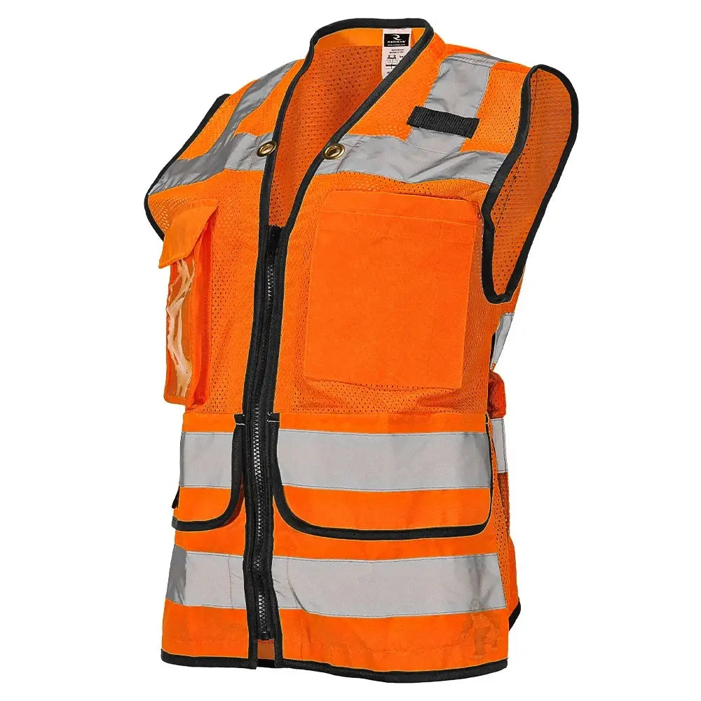 Women’s ANSI Class 2 Heavy Duty Surveyor Safety Vest with Zipper Closure & Reflective Stripes – Hi Vis Utility Work Vest for Construction, Traffic Control & Surveying