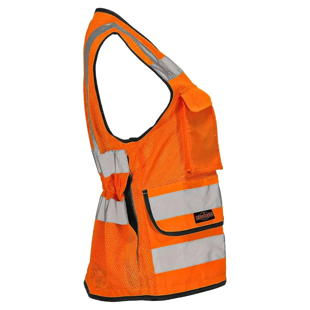 Women’s ANSI Class 2 Heavy Duty Surveyor Safety Vest with Zipper Closure & Reflective Stripes – Hi Vis Utility Work Vest for Construction, Traffic Control & Surveying