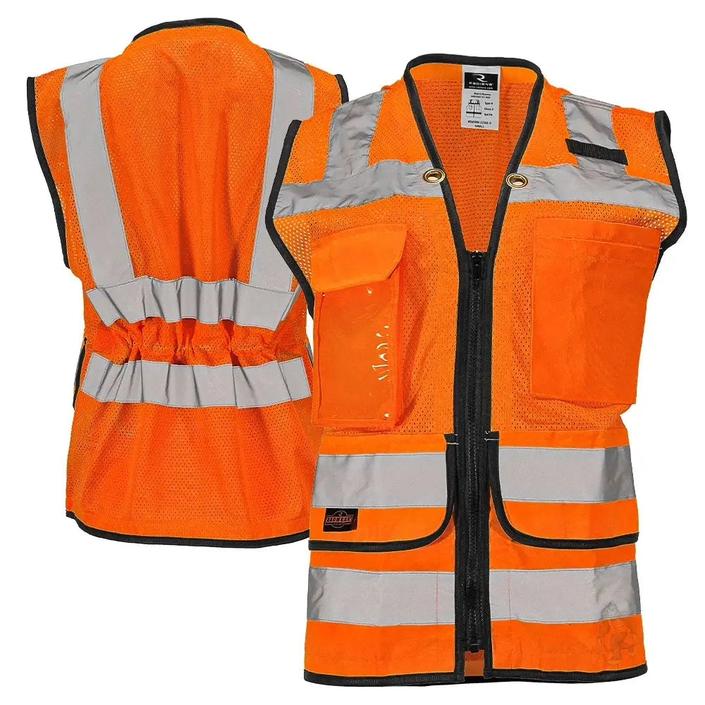 Women’s ANSI Class 2 Heavy Duty Surveyor Safety Vest with Zipper Closure & Reflective Stripes – Hi Vis Utility Work Vest for Construction, Traffic Control & Surveying
