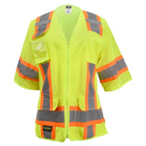 Women’s ANSI Class 3 High Visibility Surveyor Safety Vest with Zipper Closure & Reflective Stripes – Hi Vis Work Vest for Construction, Roadwork & Utility Crews