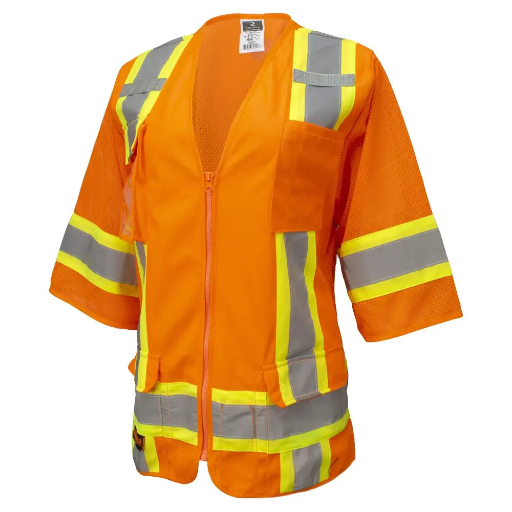 Women’s ANSI Class 3 High Visibility Surveyor Safety Vest with Zipper Closure & Reflective Stripes – Hi Vis Work Vest for Construction, Roadwork & Utility Crews