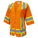 Women’s ANSI Class 3 High Visibility Surveyor Safety Vest with Zipper Closure & Reflective Stripes – Hi Vis Work Vest for Construction, Roadwork & Utility Crews