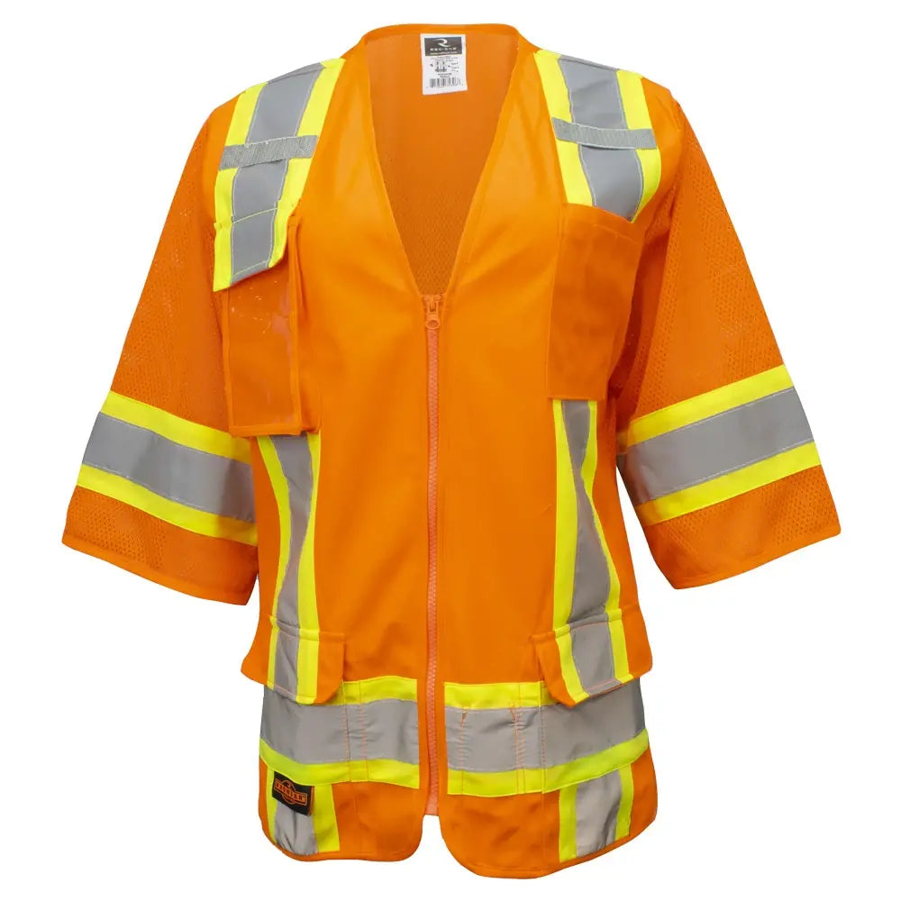 Women’s ANSI Class 3 High Visibility Surveyor Safety Vest with Zipper Closure & Reflective Stripes – Hi Vis Work Vest for Construction, Roadwork & Utility Crews