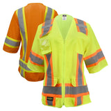 Women’s ANSI Class 3 High Visibility Surveyor Safety Vest with Zipper Closure & Reflective Stripes – Hi Vis Work Vest for Construction, Roadwork & Utility Crews