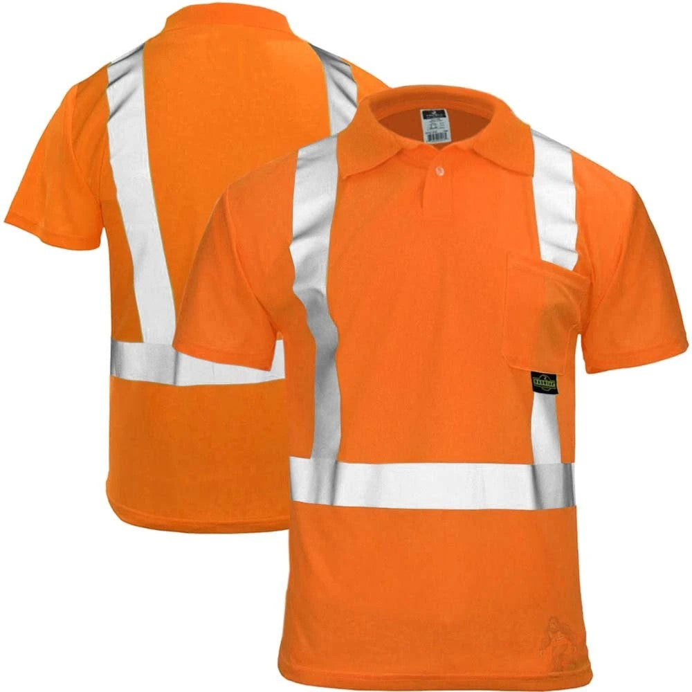 ANSI Class 2 Hi-Vis Short Sleeve Safety Polo Shirt with Moisture Wicking Fabric & Reflective Tape