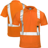 ANSI Class 2 Hi-Vis Short Sleeve Safety Polo Shirt with Moisture Wicking Fabric & Reflective Tape
