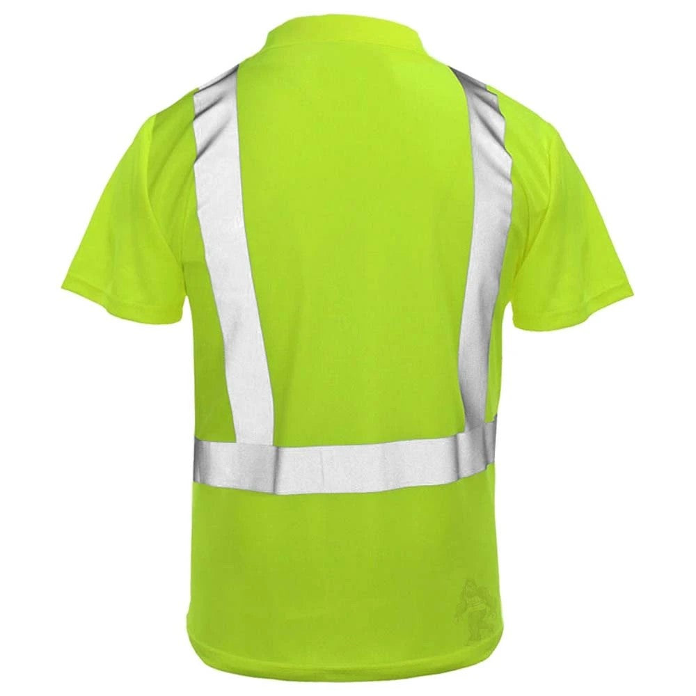 ANSI Class 2 Hi-Vis Short Sleeve Safety Polo Shirt with Moisture Wicking Fabric & Reflective Tape