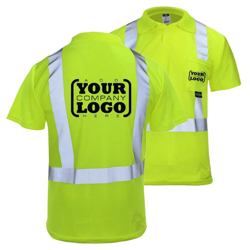 ANSI Class 2 Hi-Vis Short Sleeve Safety Polo Shirt with Moisture Wicking Fabric & Reflective Tape