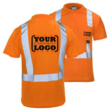 ANSI Class 2 Hi-Vis Short Sleeve Safety Polo Shirt with Moisture Wicking Fabric & Reflective Tape