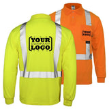 ANSI Class 2 Hi-Vis Long Sleeve Safety Polo Shirt with Moisture Wicking Mesh & Reflective Tape